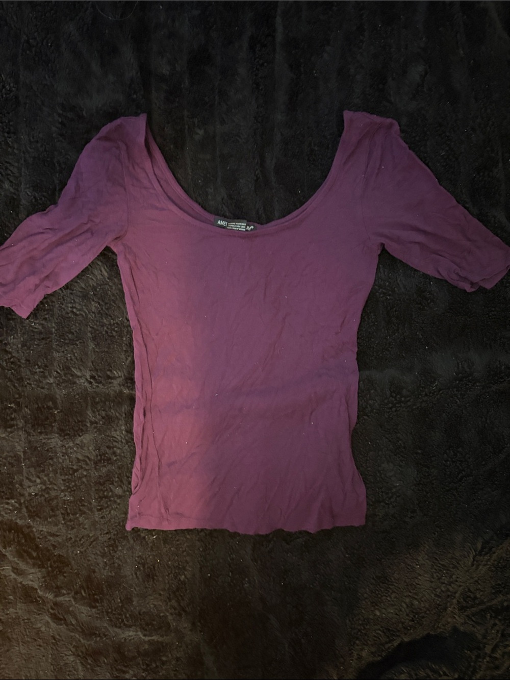 American Dream Plum Scoop Neck Short Sleeve Top